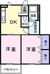 セントラルHAGA 2DKの間取図画像