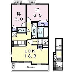 エトワール2 2LDKの間取図画像