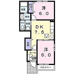 シエル・エトワレB 2DKの間取図画像