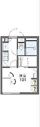 レオパレスふたあら 2階1Kの間取り