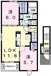 オリゾン1 2LDKの間取図画像