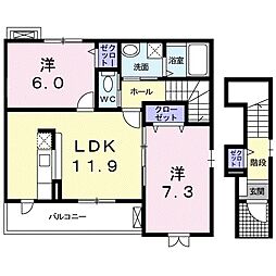 ポニーヒルズA 2LDKの間取図画像