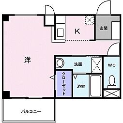 JR常磐線 柏駅 徒歩12分の賃貸マンション 2階ワンルームの間取り