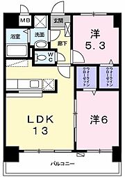 スカイシャトレ空港南 2LDKの間取図画像