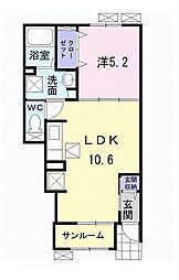 YS泉 1LDKの間取図画像