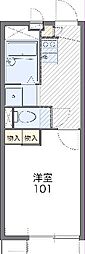 レオパレスサンクレール柏Ｃ 2階1Kの間取り