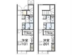 レオパレスサニーロコ 2階1Kの間取り
