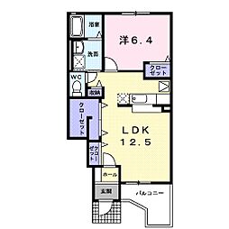アスカB 1LDKの間取図画像