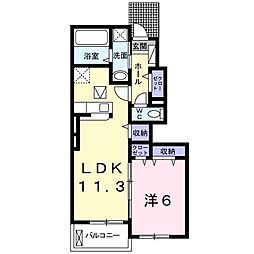 Ｍグランデ 1階1LDKの間取り