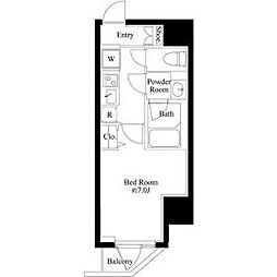JR山手線 浜松町駅 徒歩3分の賃貸マンション 5階1Kの間取り