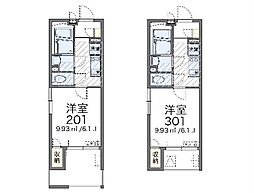相鉄本線 天王町駅 徒歩8分の賃貸マンション 2階1Kの間取り