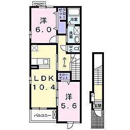 ホクレアI 2階2LDKの間取り