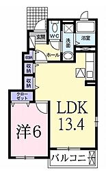 フィオーレＢ 1階1LDKの間取り