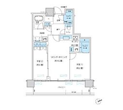 パークシティ柏の葉キャンパスザ・ゲートタワーイースト 2LDKの間取図画像
