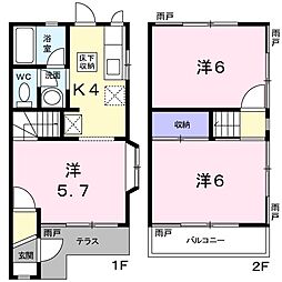 サンモールＭII 1階3Kの間取り