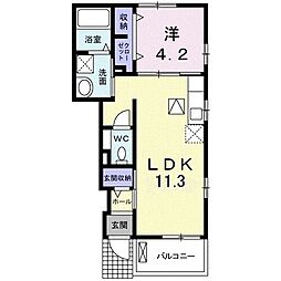グリーンヒルズローレル 1LDKの間取図画像