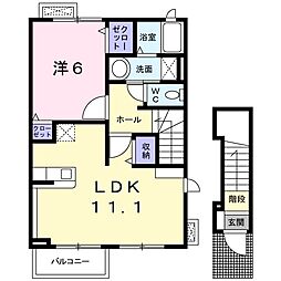 フォーシーズン 2階1LDKの間取り