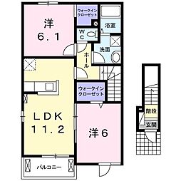 レガーロ・グランツB 2LDKの間取図画像