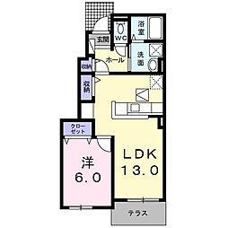 アプローズ 1LDKの間取図画像