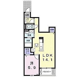 カーサ　グリーチネ 1階1LDKの間取り