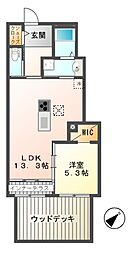 パミドール 1階1LDKの間取り