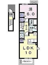 ヴェルドゥーラD 1LDKの間取図画像