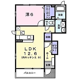 タウンコート 1LDKの間取図画像