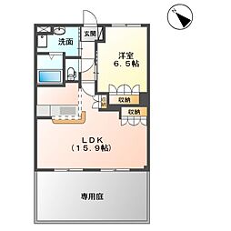 Ｅｖｅｒ　Ｌａｕｒｅｌ 1階1LDKの間取り