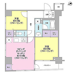 東京メトロ日比谷線 八丁堀駅 徒歩5分の賃貸マンション 8階2LDKの間取り