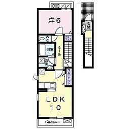 フランボワーズ　II 2階1LDKの間取り