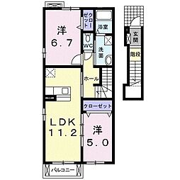 ミニヨン　カフェ 2階2LDKの間取り