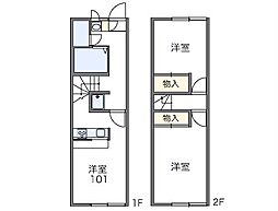 レオパレスウェストサフラン 2DKの間取図画像