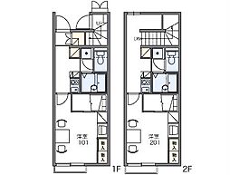 レオパレス好光I 1階1Kの間取り