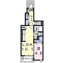 アンソレイユ北原II 1階1LDKの間取り