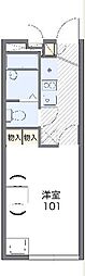 レオパレス花物語 2階1Kの間取り