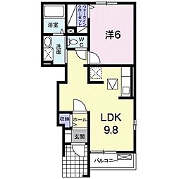 カーサフィオーレC 1LDKの間取図画像