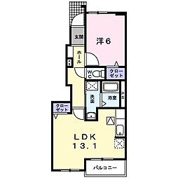 Ｖｉｌｌａ　フォーシーズン 1階1LDKの間取り