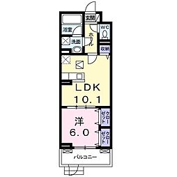 プリムローズ2 1LDKの間取図画像