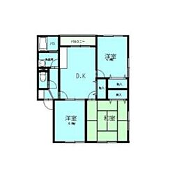 エステートピア豊中北A棟 3DKの間取図画像