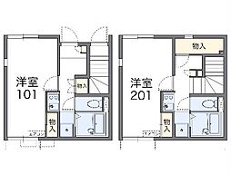 阪急宝塚本線 蛍池駅 徒歩8分の賃貸アパート 2階1Kの間取り