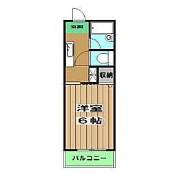 一谷ハイツ 1階1Kの間取り