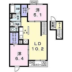 レジーナ倉梯 2LDKの間取図画像