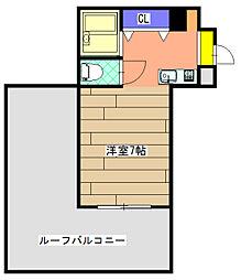 ハイムユアーズ 5階1Kの間取り