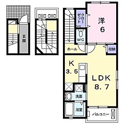ドルチェ・Ｓ 3階1LDKの間取り