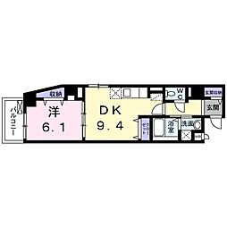 フェリオ・ヴィヴァーチェ 6階1LDKの間取り