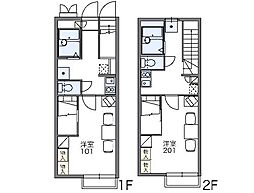 レオパレス花 2階1Kの間取り