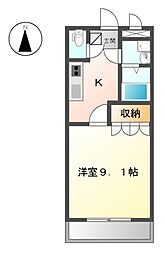 コンフォール舟小屋 1Kの間取図画像