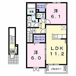 アバンダンス 2階2LDKの間取り