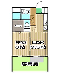 サンライズ美園 1階1LDKの間取り