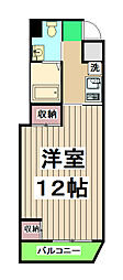 シルクコート嵐山 4階1Kの間取り